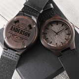 Firefighter Fireman Custom Engraved Mens Wooden Watch Gift