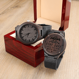 Firefighter Fireman Engraved Mens Wooden Watch Gift - Stay Safe