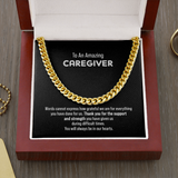 Caregiver Gift, We are So Grateful Message Card Cuban Chain Necklace For Men