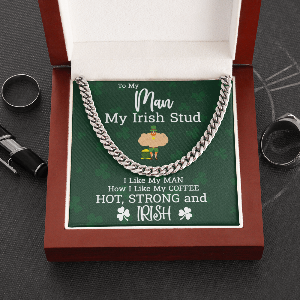 Boyfriend Gift For Men - My Irish Stud Chain Link Necklace
