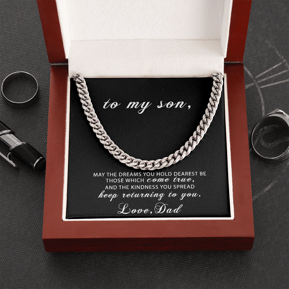 To My Son Gift From Dad-May Your Dreams Come True Cuban Chain Necklace