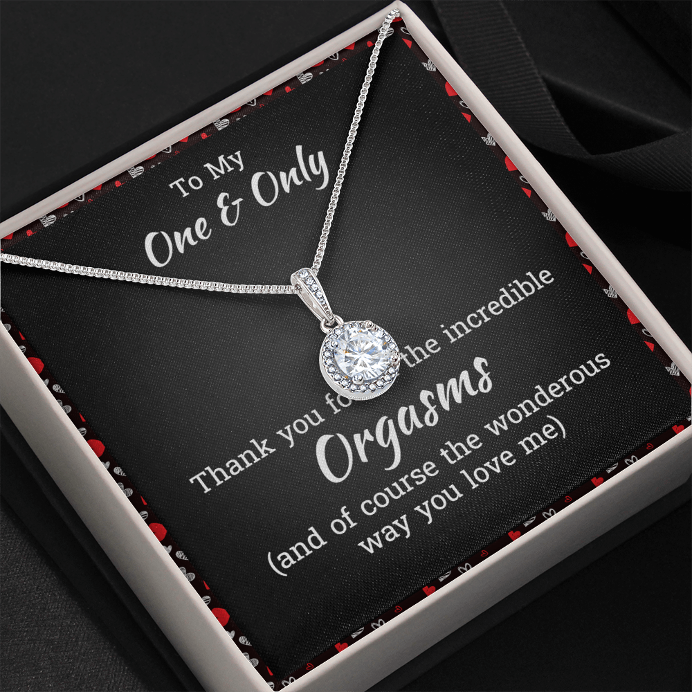 To My Wife Necklace Gift with Funny "Orgasm" Message Card