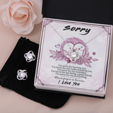 I'm Sorry Gift-Forgive Me Love Knot Necklace and Earring Set