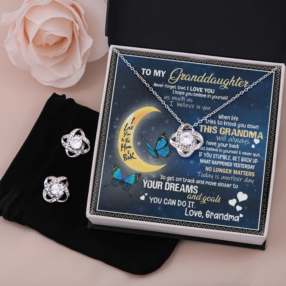 Granddaughter Gift - Love Knot Necklace and Earring Set