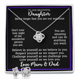 To Our Daughter Gift - Love Knot Necklace and Earring Set