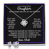 Daughter Gift From Dad - Love Knot Necklace and Earring Set