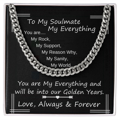 To My Soulmate My Everything Chain Link Necklace Gift