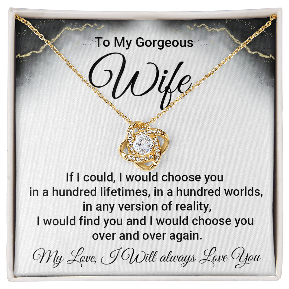 To My Gorgeous Wife Necklace with Loving Message Card