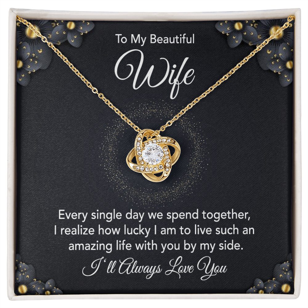 To My Beautiful Wife Love Knot Necklace Gift