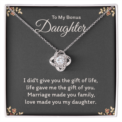 To My Bonus Daughter Love Knot Necklace Gift