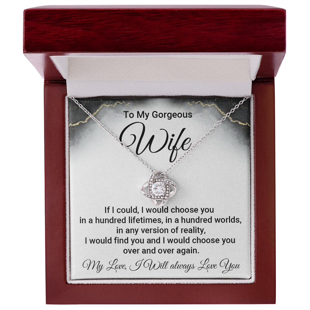 To My Gorgeous Wife Necklace with Loving Message Card