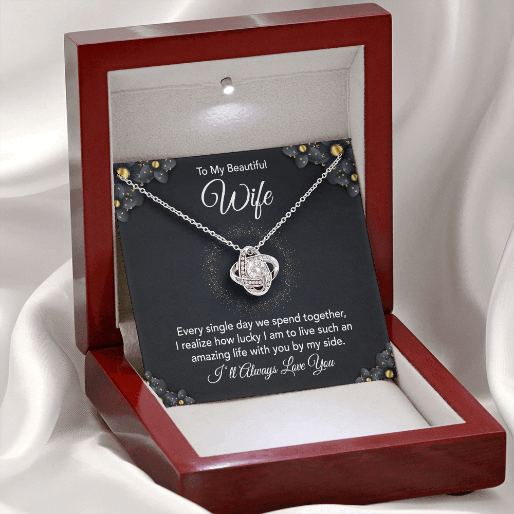 To My Beautiful Wife Love Knot Necklace Gift