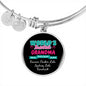 World's Greatest Grandma round circle pendant luxury bangle with Grand kids names col silver