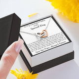 Your Mom will love this Interlocking Hearts Necklace with heartfelt message card. Cubic Zirconia. High quality polished surgical steel.18"-22".