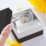 Your Mom To Be will love this Interlocking Hearts Necklace with heartfelt message card. Cubic Zirconia. High quality polished surgical steel.18"-22". Message card that reads: "Happiness is on the way. I'm not telling you it's going to be easy, I'm telling you it's going to be worth it! I can't wait to meet you because I already know we're going to be best friends! Love, hugs, kicks and kisses, your tummy"