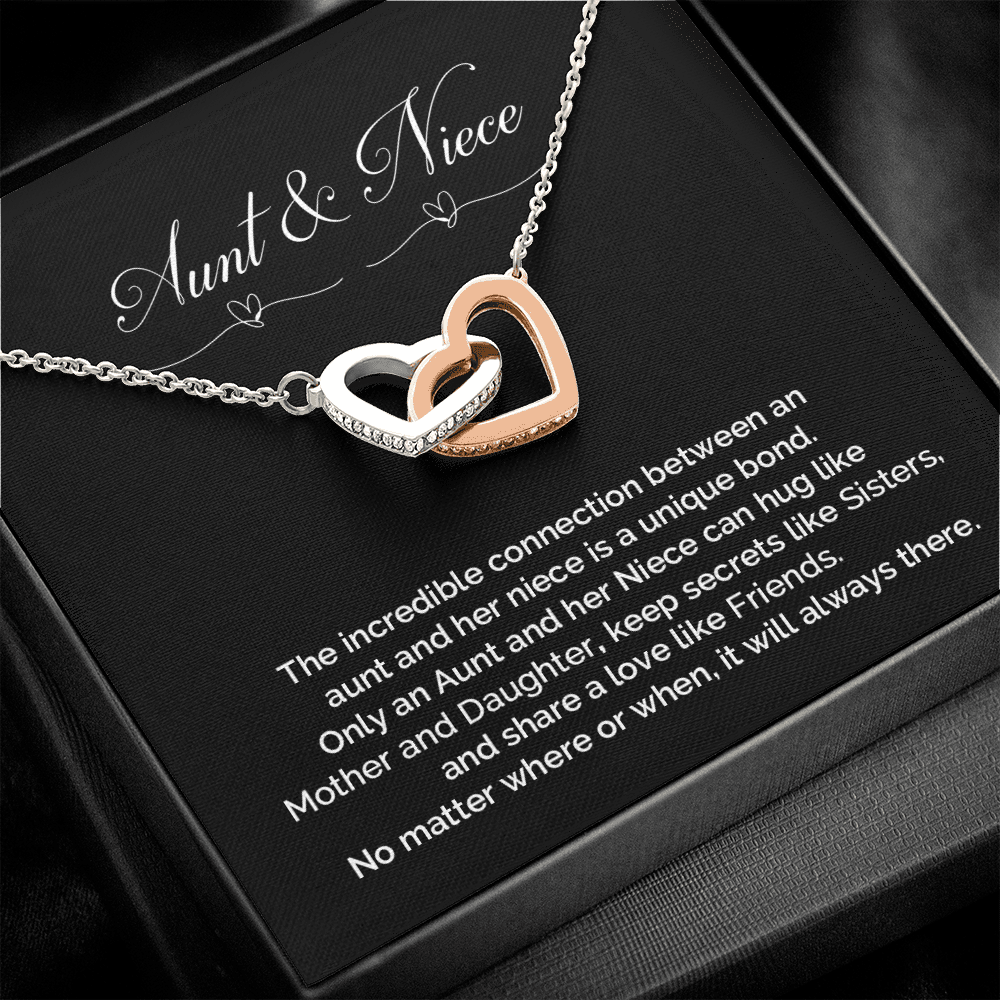 Gift For Niece-Unique Bond Like Sisters Interlocking Locked Hearts Necklace