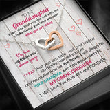 50% OFF Today with FREE SHIPPING.The Perfect Unique, One-Of-A-Kind Gift your Granddaughter will Cherish Forever. This handcrafted personalized necklace will be perfect for your Granddaughter. This necklace is truly a one-of-a-kind gift. Two hearts embellished with Cubic Zirconia stones, interlocked together as a symbol of Grandma's never-ending love.Two hearts embellished with Cubic Zirconia stones,interlocked together as a symbol of never-ending love.Adjustable cable chain 18"-22" with lobster clasp.