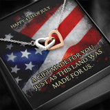 4th Of July USA Flag Necklace- Interlocking Hearts