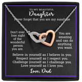 Gift For Daughter From Dad - Locked Hearts Necklace Gift