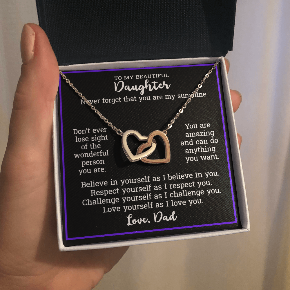 Gift For Daughter From Dad - Locked Hearts Necklace Gift