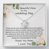 The perfect gift for mom on your wedding day. Brilliant 14k white gold, Zirconia crystal with smaller cubic zirconia. Includes a heartfelt message card from daughter to mother.