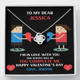 Personalized Valentine's Day Love Knot Necklace - You Complete Me
