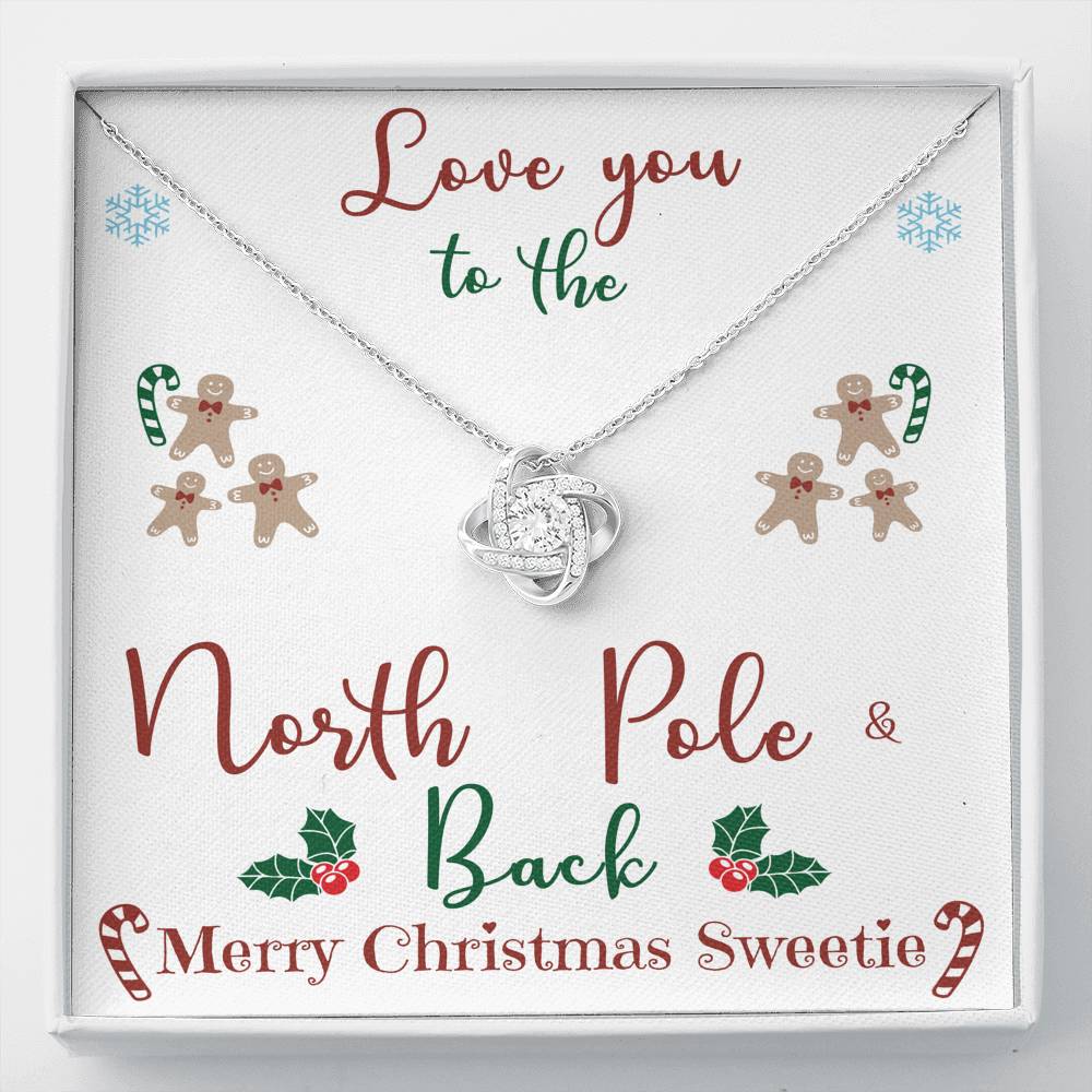 Surprise your loved one with this gorgeous this beautiful Love Knot Necklace gift today representing an unbreakable bond between two souls.Brilliant 14k white gold over stainless steel,adjustable cable chain with alobster clasp.The center cubic zirconia crystalis surrounded with smaller cubic zirconia,showcasing added sparkle and shine to this gorgeous gift.