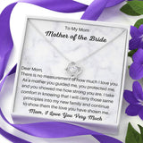 The perfect gift for mom on your wedding day. Brilliant 14k white gold, Zirconia crystal with smaller cubic zirconia. Includes a heartfelt message card from daughter to mother.