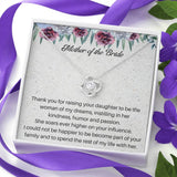 The perfect gift for your new mother in law from the groom. Brilliant 14k white gold, Zirconia crystal with smaller cubic zirconia. Includes a heartfelt message card from the groom to his new mother in law.