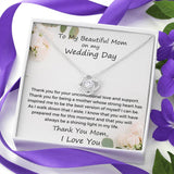 The perfect gift for mom on your wedding day. Brilliant 14k white gold, Zirconia crystal with smaller cubic zirconia. Includes a heartfelt message card from daughter to mother.