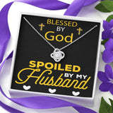 This Love Knot Necklace represents an unbreakable bond between two souls. This symbol of eternal love is a forever favorite and trending everywhere. Comes with a free luxury gift box and a message card that reads Blessed by god, spoiled by your husband. Surprise your loved one with this gorgeous gift today.14k white gold over stainless steel 6mm round cut cubic zirconia stone