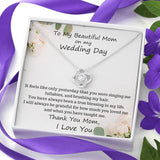 The perfect gift for mom on your wedding day. Brilliant 14k white gold, Zirconia crystal with smaller cubic zirconia. Includes a heartfelt message card from daughter to mother.