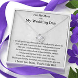 The perfect gift for mom on your wedding day. Brilliant 14k white gold, Zirconia crystal with smaller cubic zirconia. Includes a heartfelt message card from daughter to mother.