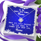Gift For Wife Christmas, Personalized Names Love Knot Necklace, My Sweet Snow Bunny Message Card