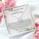 The perfect gift for mom on your wedding day. Brilliant 14k white gold, Zirconia crystal with smaller cubic zirconia. Includes a heartfelt message card from daughter to mother.