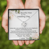 The perfect gift for mom on your wedding day. Brilliant 14k white gold, Zirconia crystal with smaller cubic zirconia. Includes a heartfelt message card from daughter to mother.