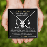 Encouragement Gift For Daughter From Dad, Fearless Brave and Capable Message Card Love Knot Necklace