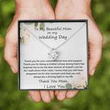 The perfect gift for mom on your wedding day. Brilliant 14k white gold, Zirconia crystal with smaller cubic zirconia. Includes a heartfelt message card from daughter to mother.