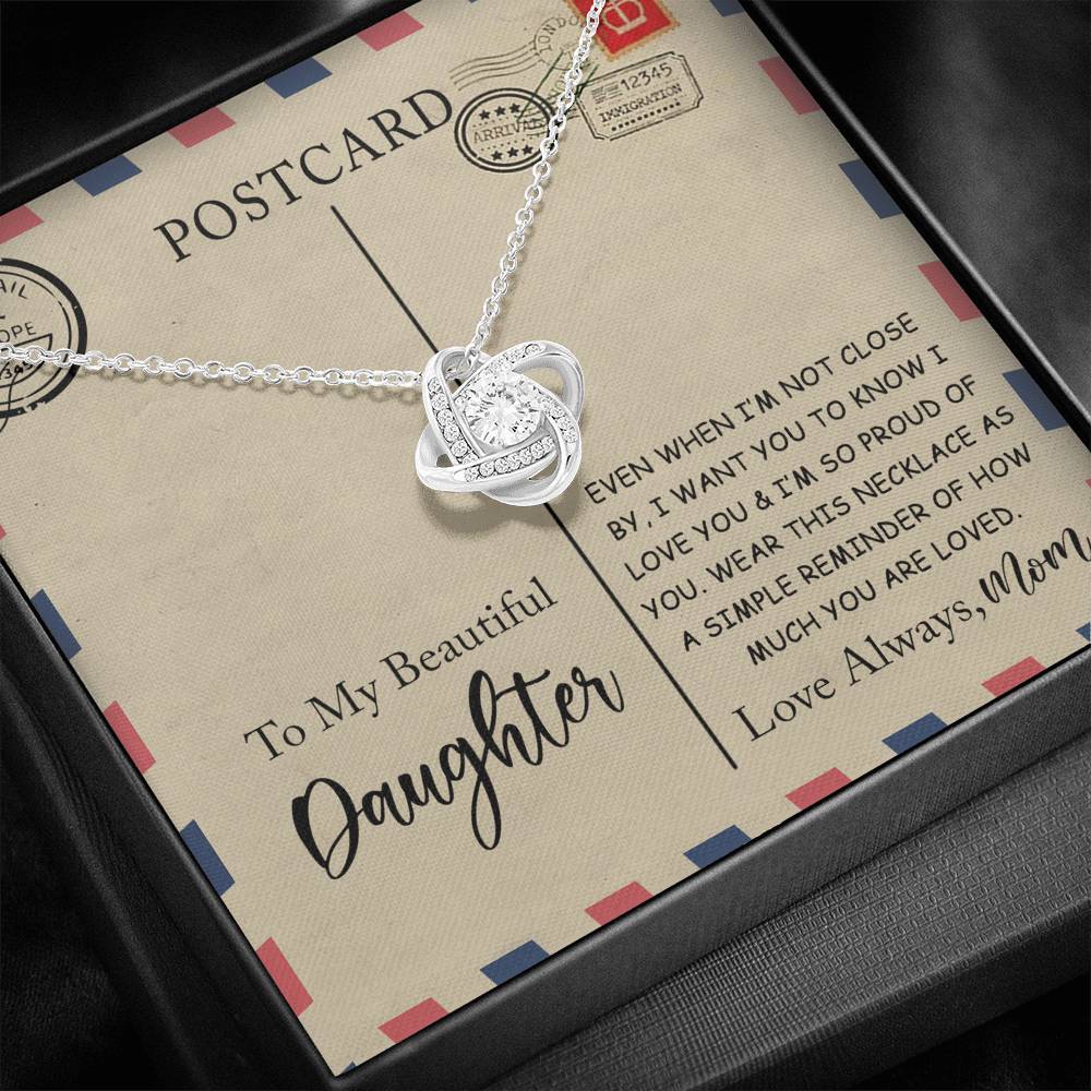 To My Beautiful Daughter - Love Knot Necklace Gift