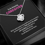 Gift For Caregiver - We Are So Grateful Message Card Love Knot Necklace