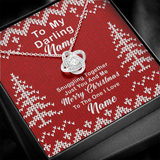 Gift For Wife Christmas, Personalized Names Love Knot Necklace, Snuggling Together Message Card