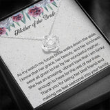 The perfect gift for your new mother in law from the groom. Brilliant 14k white gold, Zirconia crystal with smaller cubic zirconia. Includes a heartfelt message card from the groom to his new mother in law.