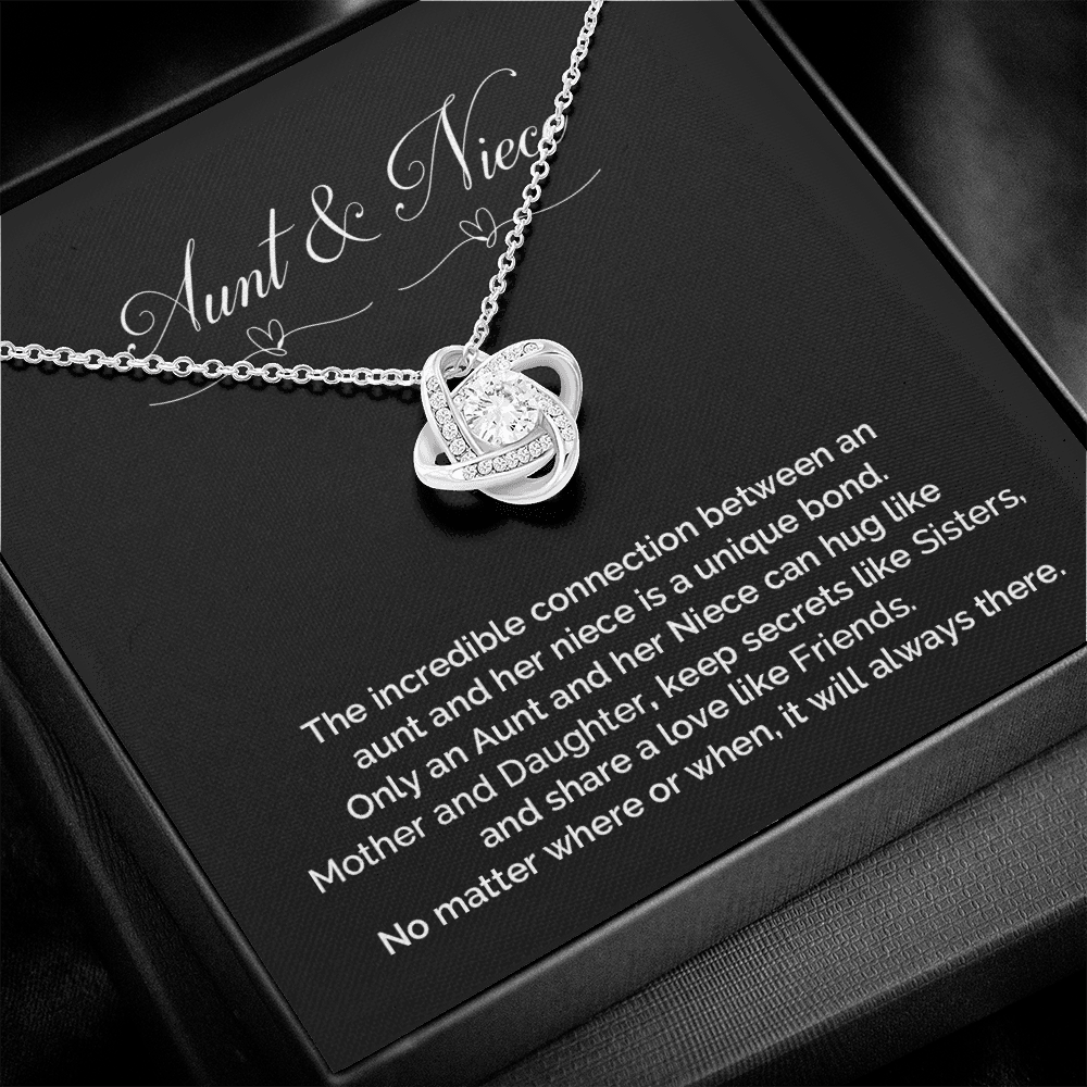 Gift For Niece-Unique Bond Like Sisters Message Card Love Knot Necklace
