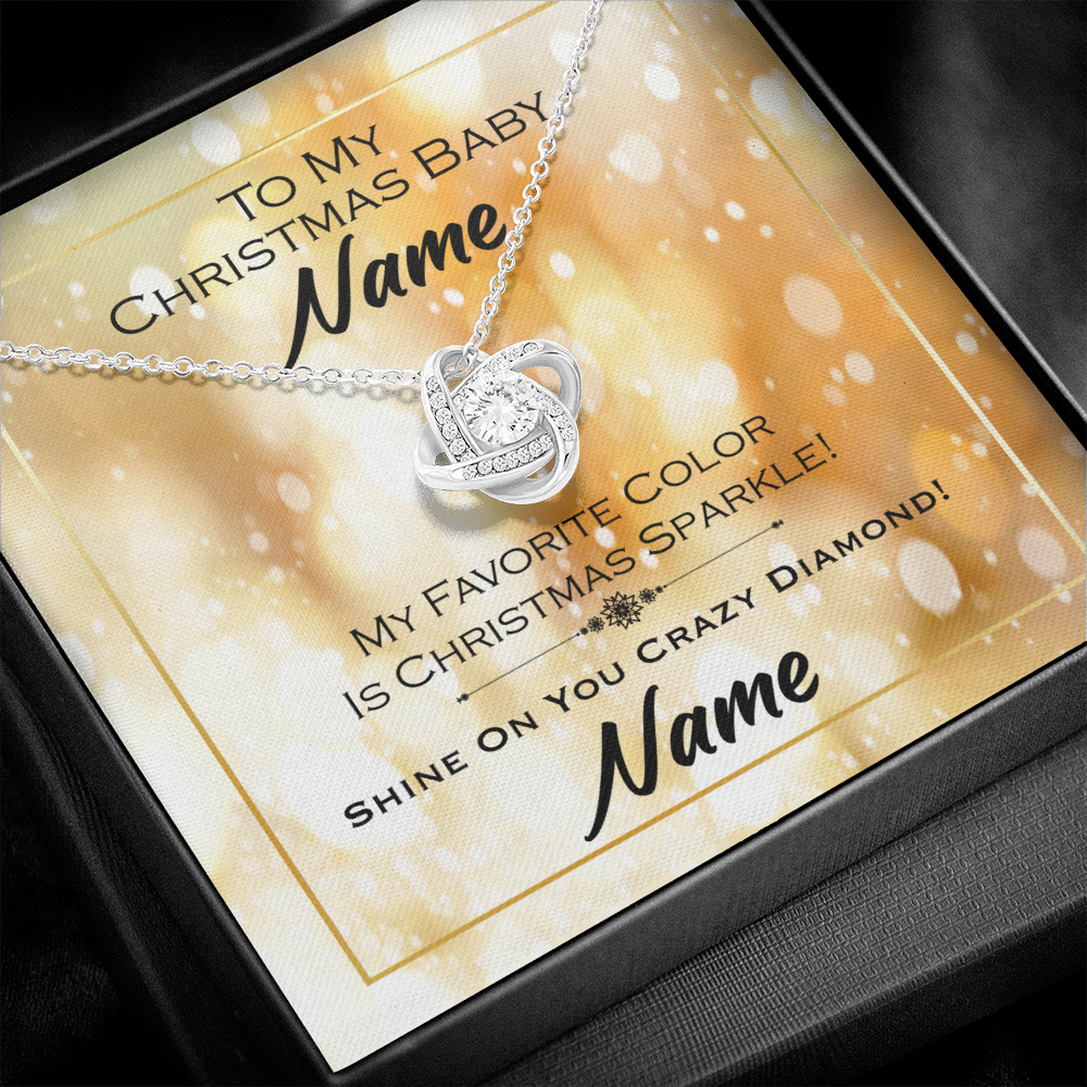 Gift For Wife Christmas, Personalized Names Love Knot Necklace, To My Christmas Baby Card