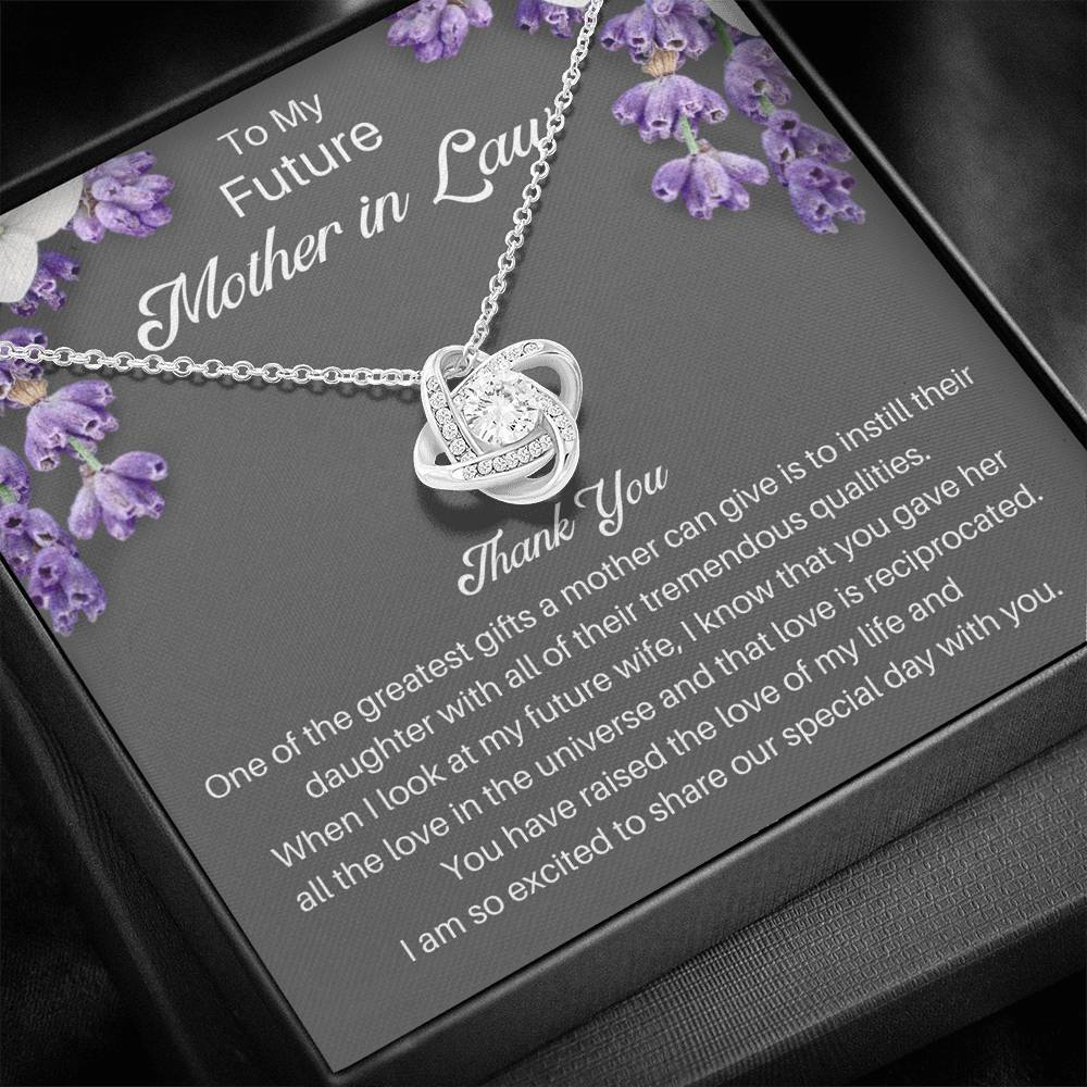 The perfect gift for your new mother in law from the groom. Brilliant 14k white gold, Zirconia crystal with smaller cubic zirconia. Includes a heartfelt message card from the groom to his new mother in law.