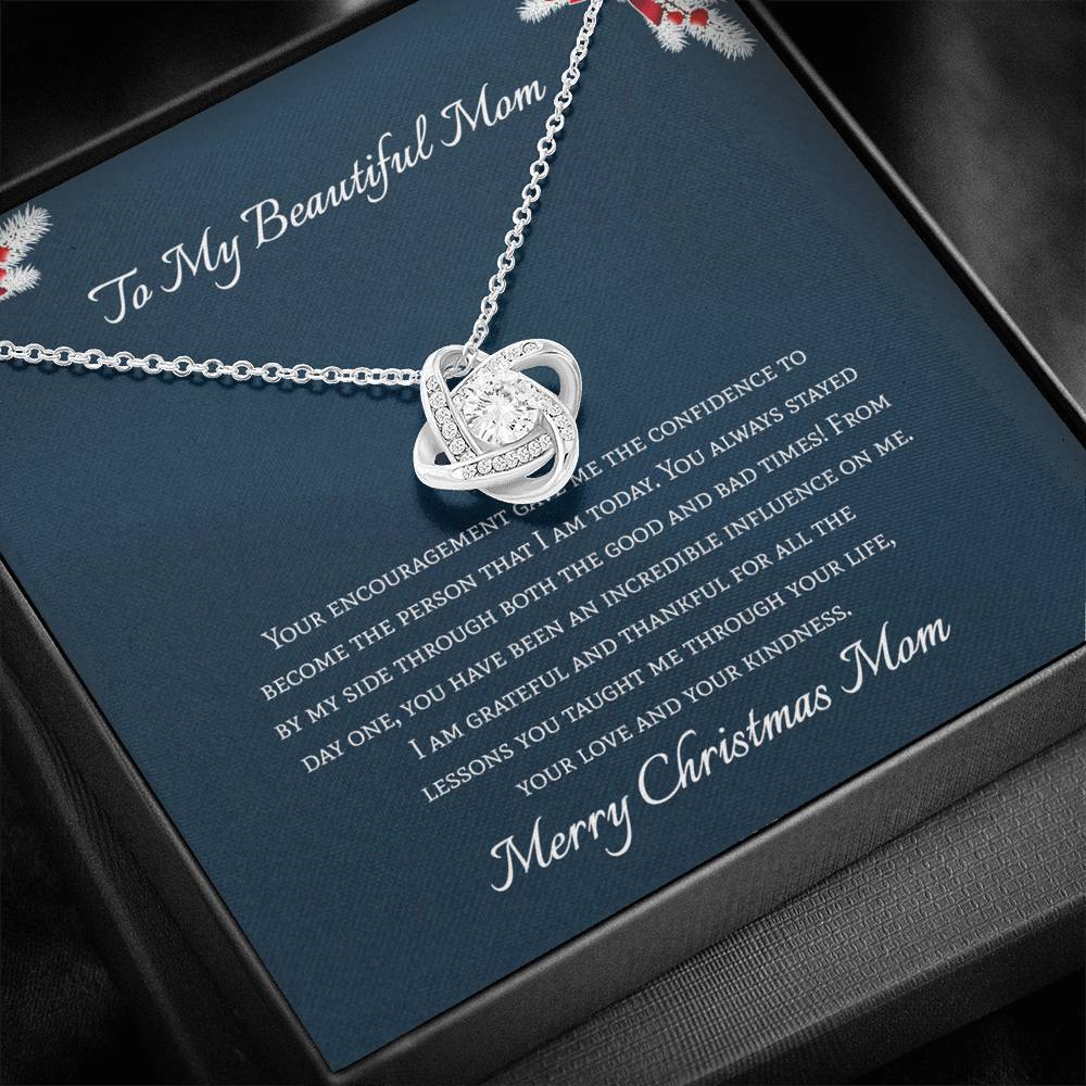 Christmas Gift For Mom From Daughter - Love Knot Necklace - Merry Christmas Mom