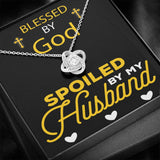 This Love Knot Necklace represents an unbreakable bond between two souls. This symbol of eternal love is a forever favorite and trending everywhere. Comes with a free luxury gift box and a message card that reads Blessed by god, spoiled by your husband. Surprise your loved one with this gorgeous gift today.14k white gold over stainless steel 6mm round cut cubic zirconia stone