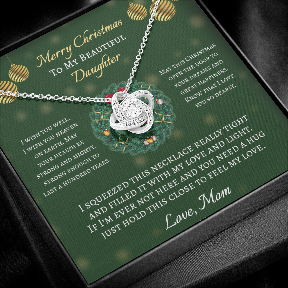 To My Daughter Christmas Gift (From Mom) Love Knot Necklace