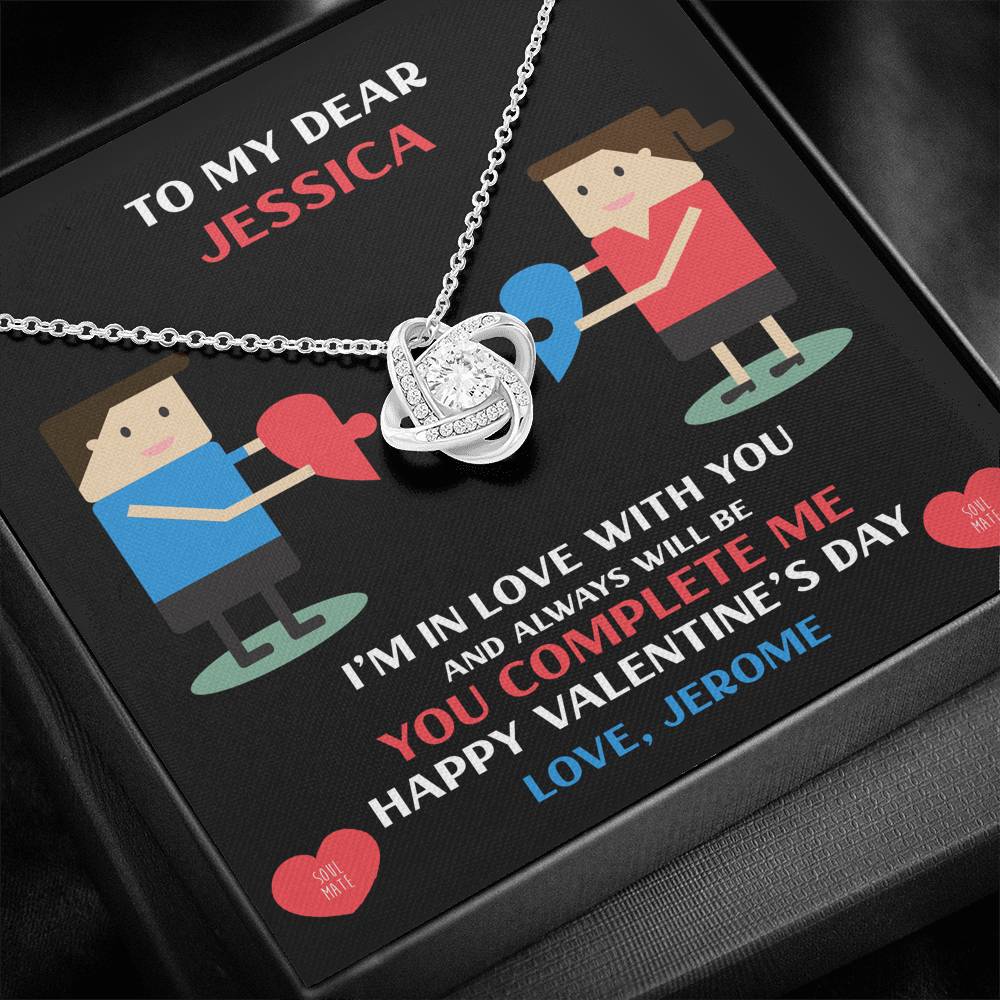 Personalized Valentine's Day Love Knot Necklace - You Complete Me