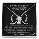 Encouragement Gift For Daughter From Mom, Fearless Brave and Capable Message Card Love Knot Necklace